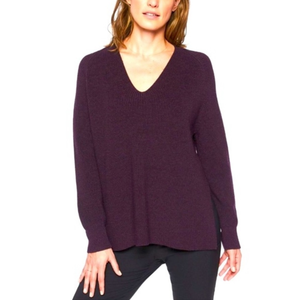Athleta Hanover Wool Blend V-Neck Sweater